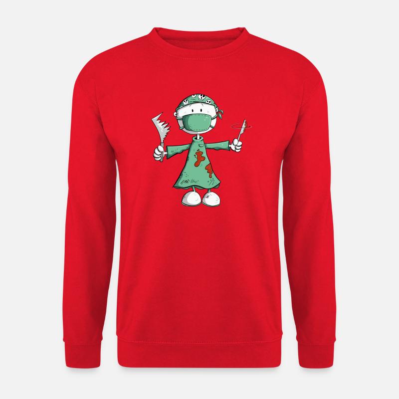 Arzt Chirurg Strichmännchen Berufe Cartoon - Unisex Pullover - Rot