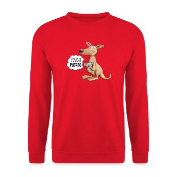 Drolliges Känguru Mit Koala Bär Im Beutel - Unisex Pullover - Rot - Vorne - Alina (178cm) & Michal (187cm)