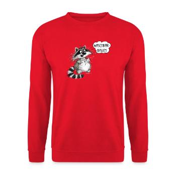 Lustiger Waschbär Waschbärbauch Waschbrettbauch - Unisex Pullover - Rot - Vorne - Alina (178cm) & Michal (187cm)