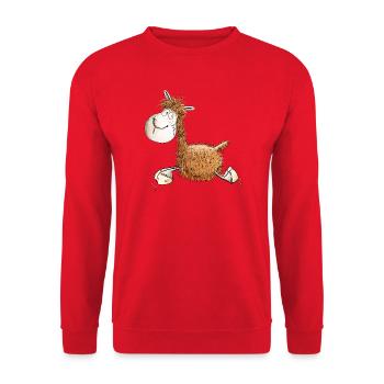 Lustiges Lama Für Lama Oder Alpaka Freunde - Unisex Pullover - Rot - Vorne - Alina (178cm) & Michal (187cm)