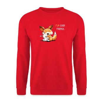 Renard avec Lapin Amitié Dicton - Sweat-shirt Unisexe - rouge - Devant - Alina (178cm) & Michal (187cm)