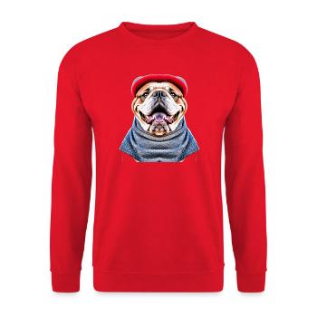 Bulldogge Streetwear Hoodie - Unisex Pullover - Rot - Vorne - Alina (178cm) & Michal (187cm)