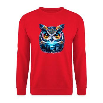 Eule - Unisex Pullover - Rot - Vorne - Alina (178cm) & Michal (187cm)