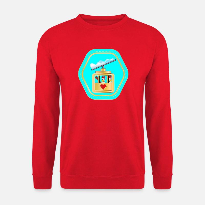 SKIING COUPLES - CHICKENS COMIC - Unisex Sweatshirt - red