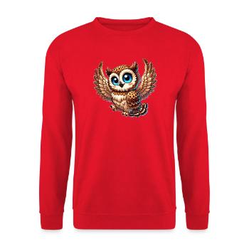 Cute owl with blue eyes and angel wings - Unisex Sweatshirt - red - Front - Alina (178cm) & Michal (187cm)