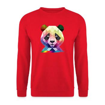 Colorful Rainbow Panda – Colorful Geometry - Unisex Sweatshirt - red - Front - Alina (178cm) & Michal (187cm)