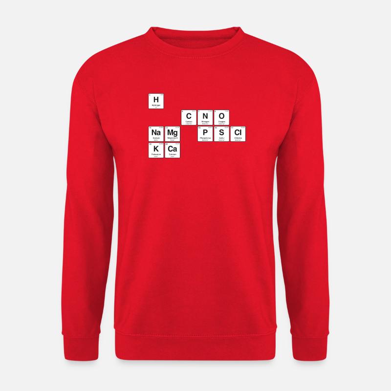 Chemische Elemente des menschlichen Körpers - Unisex Pullover - Rot