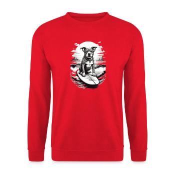 Surfer dog in black and white tone - Unisex Sweatshirt - red - Front - Alina (178cm) & Michal (187cm)