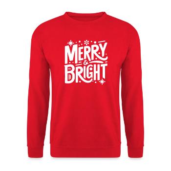 Merry & Bright Handlettering - Unisex Pullover - Rot - Vorne - Alina (178cm) & Michal (187cm)