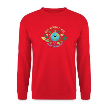 Dieser Mann ist wunderbar - Unisex Pullover - Rot - Vorne - Alina (178cm) & Michal (187cm)