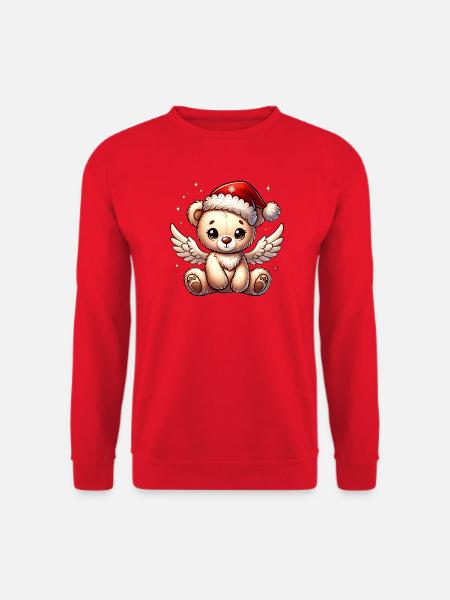 Teddybär Engel-süßer Begleiter der Weihnachtszeit - Unisex Pullover - Rot
