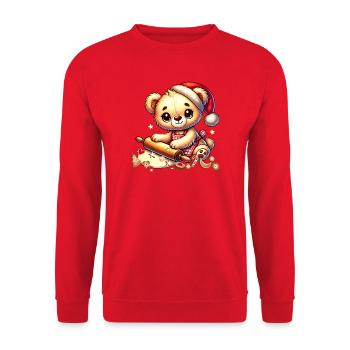 Cuisson de Noël Teddy – Douce joie festive - Sweat-shirt Unisexe - rouge - Devant - Alina (178cm) & Michal (187cm)