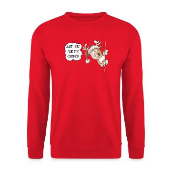 Reindeer Christmas Saying - Unisex Sweatshirt - red - Front - Alina (178cm) & Michal (187cm)