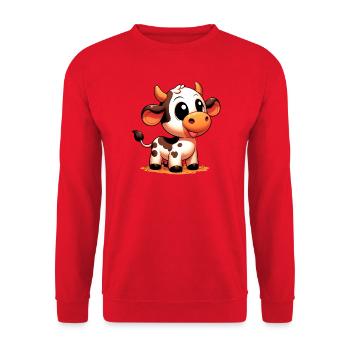 Kuh - Unisex Pullover - Rot - Vorne - Alina (178cm) & Michal (187cm)