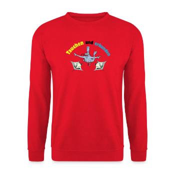 Tauchen und erkunden - Unisex Pullover - Rot - Vorne - Alina (178cm) & Michal (187cm)