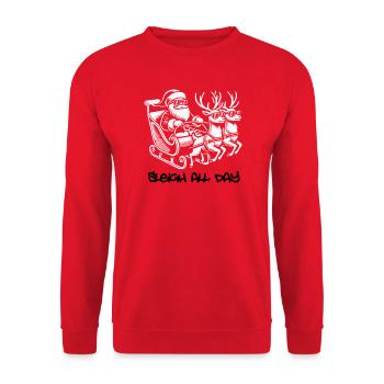 Glacière Père Noël – Traîneau toute la journée - Sweat-shirt Unisexe - rouge - Devant - Alina (178cm) & Michal (187cm)