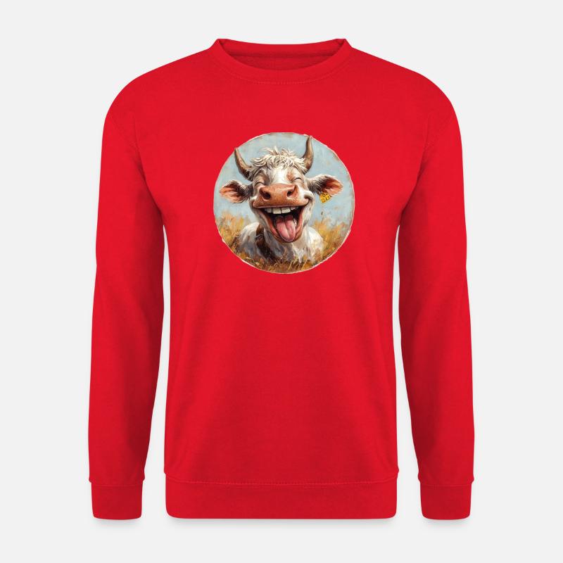 Lachende Kuh in schönen Farben - Unisex Pullover - Rot