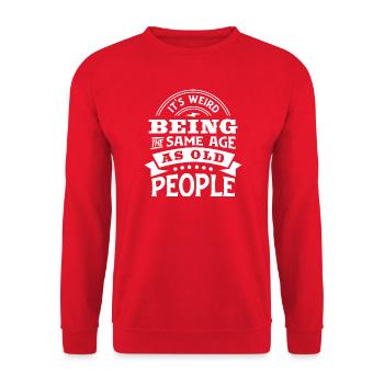 THE SAME AGE AS OLD PEOPLE WHITE - Unisex Pullover - Rot - Vorne - Alina (178cm) & Michal (187cm)
