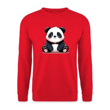 Panda - Unisex Pullover - Rot - Vorne - Alina (178cm) & Michal (187cm)