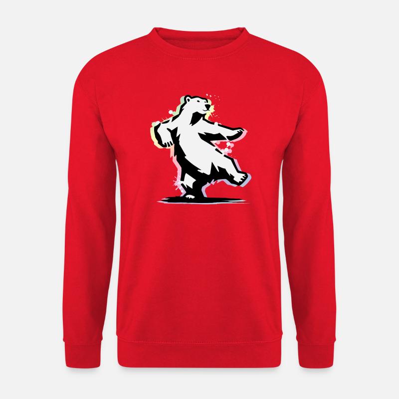 Tanzender Eisbär im Stencil-Stil - Unisex Pullover - Rot
