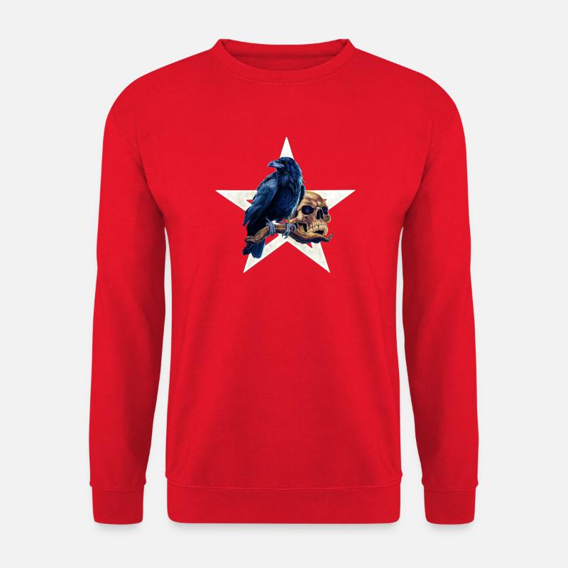 nebelig, Menschenschädel, closing - Unisex Pullover - Rot