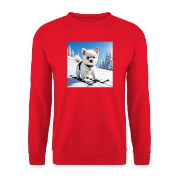 Paw Tracks Snow Penguin Design - Unisex Sweatshirt - red - Front - Alina (178cm) & Michal (187cm)