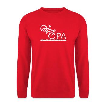 bester Opa Fahrrad Mountainbike Radeln Kritzeln - Unisex Pullover - Rot - Vorne - Alina (178cm) & Michal (187cm)
