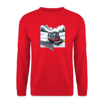 Pistenraupe beim Räumen - Unisex Pullover - Rot - Vorne - Alina (178cm) & Michal (187cm)