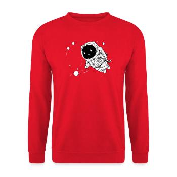 Drôle de chat galactique flottant dans l’espace - Sweat-shirt Unisexe - rouge - Devant - Alina (178cm) & Michal (187cm)
