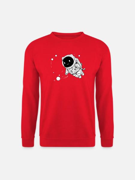 Lustige galaktische Katze, die im Weltraum schwebt - Unisex Pullover - Rot