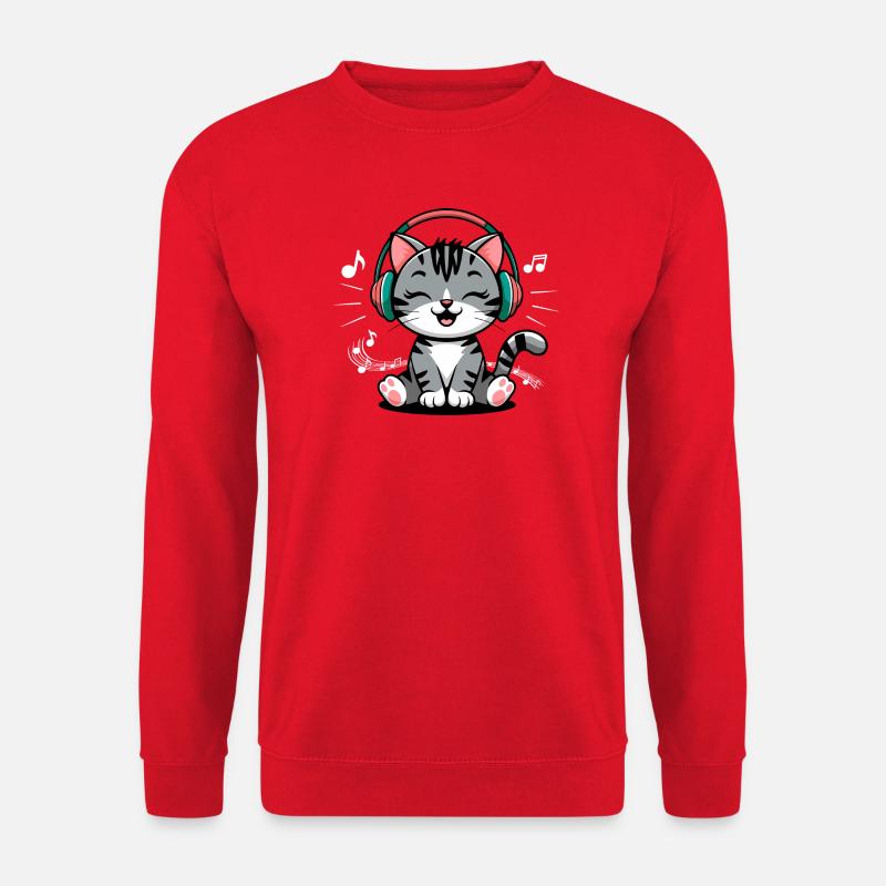 Musik Katze Notenschlüssel Design für Musiker und - Unisex Pullover - Rot