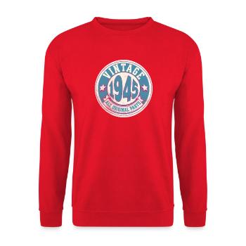 Design Vintage 1945 All Original Parts - Sweat-shirt Unisexe - rouge - Devant - Alina (178cm) & Michal (187cm)