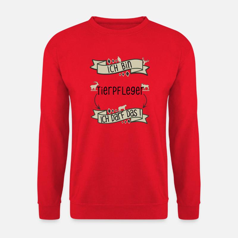 Lustiger Tierpfleger Spruch - ich darf das! - Unisex Pullover - Rot