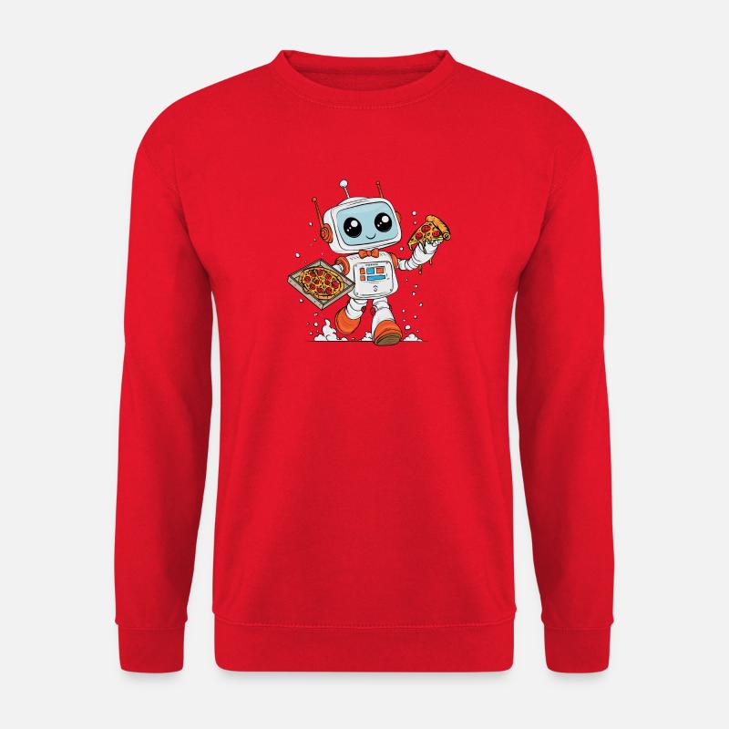 PizzaRobot – Multitasking Robot Delivering Pizza - Unisex Sweatshirt - red