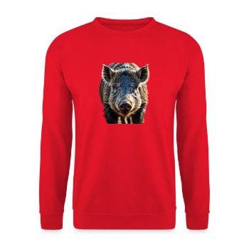 Wildschwein - Unisex Pullover - Rot - Vorne - Alina (178cm) & Michal (187cm)