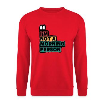 JE NE SUIS PAS UNE PERSONNE DU MATIN bloc de couleur - Sweat-shirt Unisexe - rouge - Devant - Alina (178cm) & Michal (187cm)