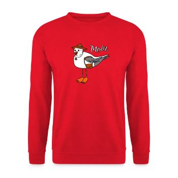 Möwe mit Handtasche Moin Ostsee Nordsee Urlaub - Unisex Pullover - Rot - Vorne - Alina (178cm) & Michal (187cm)
