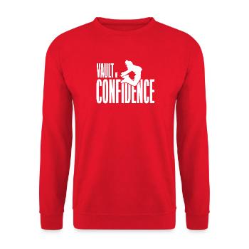 Shirt Vault of Confidence - Unisex Pullover - Rot - Vorne - Alina (178cm) & Michal (187cm)