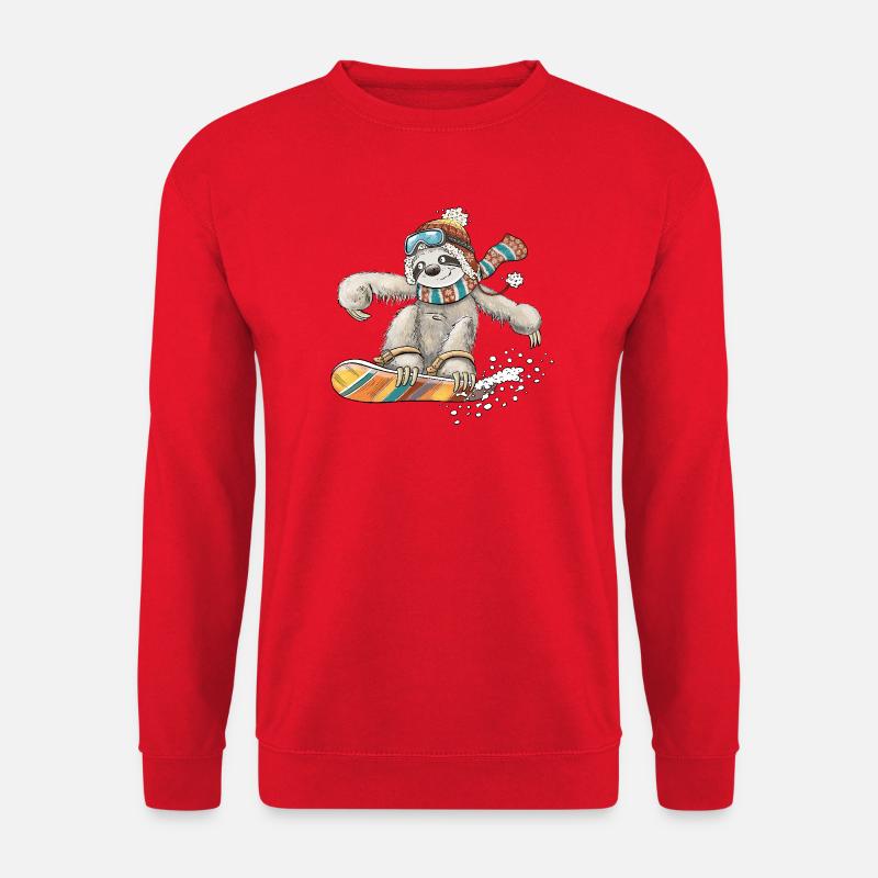 Faultier Snowboard Pun Slowboard Humor Wintersport - Unisex Pullover - Rot