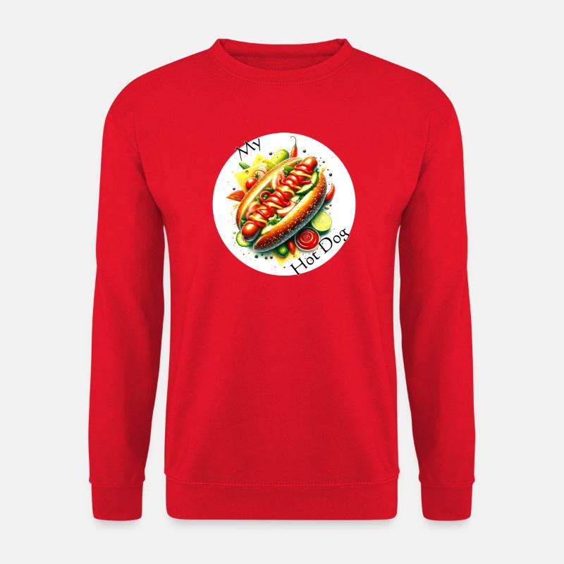 Farbexplosion Hotdog Kunst - Unisex Pullover - Rot