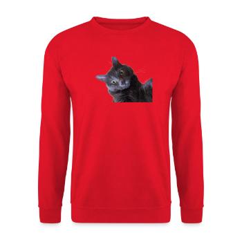 close up of beautiful cat face 1 - Sweat-shirt Unisexe - rouge - Devant - Alina (178cm) & Michal (187cm)