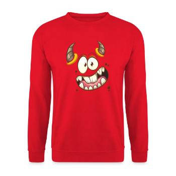 Monster mit süssem Gesicht Faschinskostüm Karneval - Unisex Pullover - Rot - Vorne - Alina (178cm) & Michal (187cm)