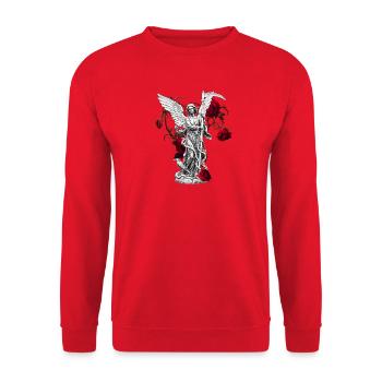 Engelstatue, Rosenblüten, für mama - Unisex Pullover - Rot - Vorne - Alina (178cm) & Michal (187cm)