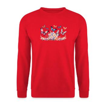 Magie des papillons - Art, couleurs et élégance - Sweat-shirt Unisexe - rouge - Devant - Alina (178cm) & Michal (187cm)