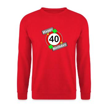40. Geburtstag , Happy Birthday 40 (25) - Unisex Pullover - Rot - Vorne - Alina (178cm) & Michal (187cm)