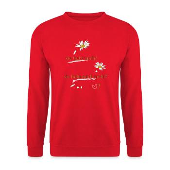 sie liebt mich, sie liebt mich nicht? - Unisex Pullover - Rot - Vorne - Alina (178cm) & Michal (187cm)