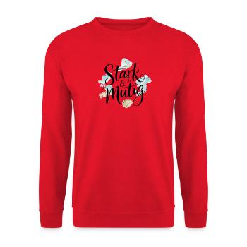 Stark und mutig Affirmations-Design - Unisex Pullover - Rot - Vorne - Alina (178cm) & Michal (187cm)