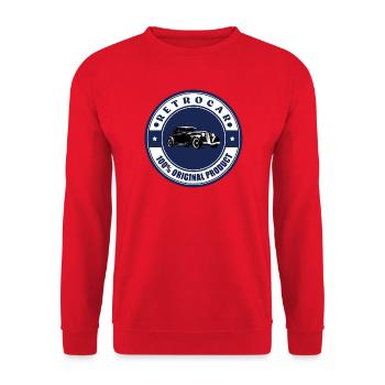Retro-Auto - Unisex Pullover - Rot - Vorne - Alina (178cm) & Michal (187cm)