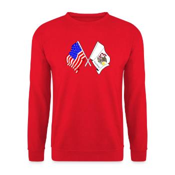 Drapeau des États-Unis et de l’État de l’Illinois franchi - Sweat-shirt Unisexe - rouge - Devant - Alina (178cm) & Michal (187cm)