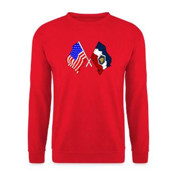 Flagge der USA und des Bundesstaates Utah gekreuzt - Unisex Pullover - Rot - Vorne - Alina (178cm) & Michal (187cm)